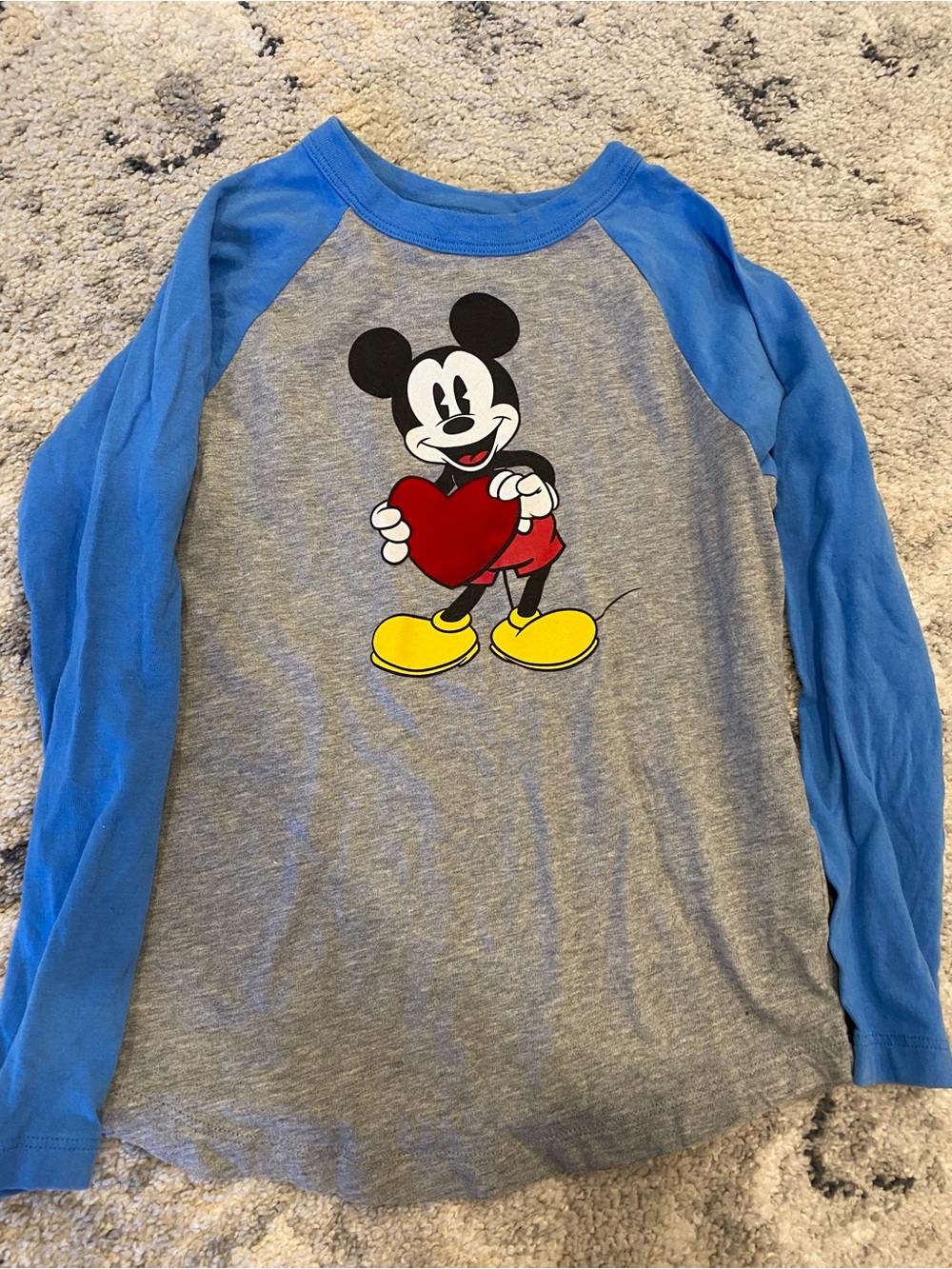 Hanna Andersson Blue & Gray Mickey Mouse Long Sleeve Tee with Heart